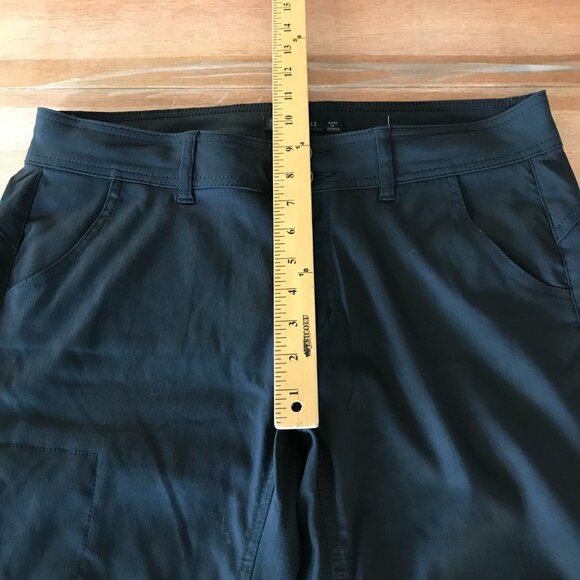 Prana Halle Straight Pants Women 12 Black Mid Rise Zip Pocket UPF 50+ Outdoor - Picture 9 of 16
